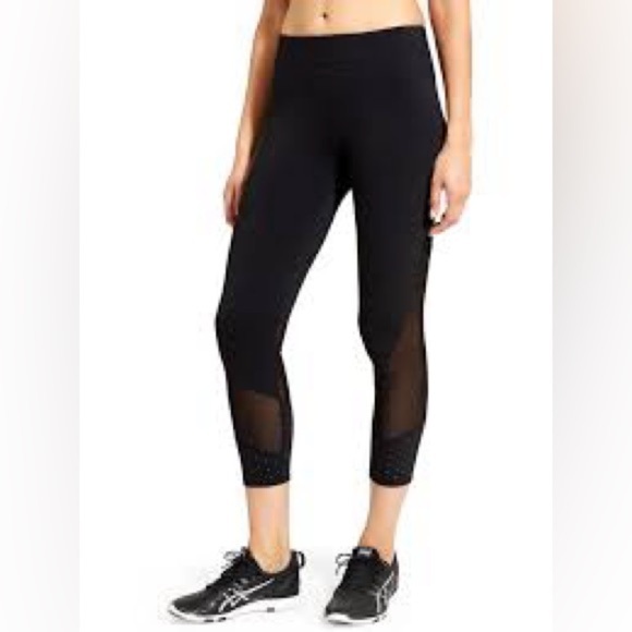 Athleta Mesh Capri Sonar Black Leggings size Small - Picture 1 of 14